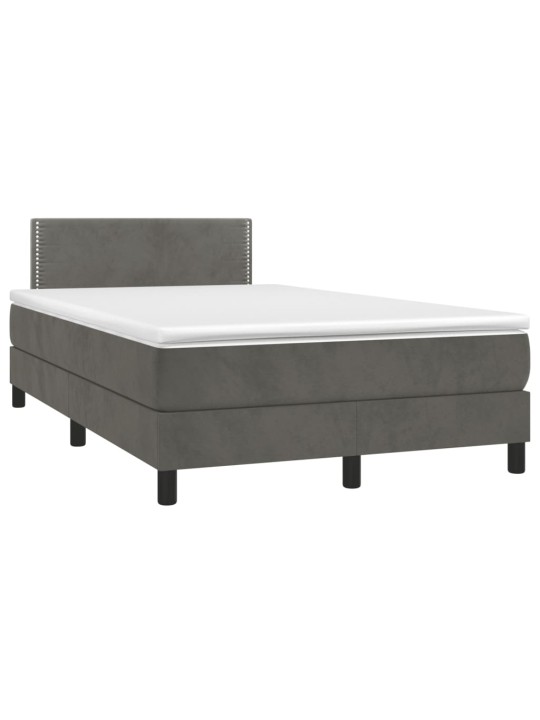 Box spring postel s matrací a LED tmavě šedá 120 x 190 cm samet