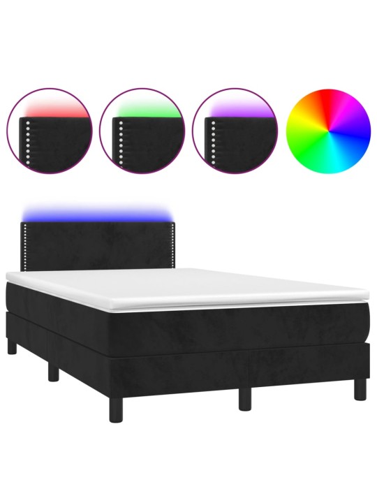 Box spring postel s matrací a LED černá 120 x 190 cm samet
