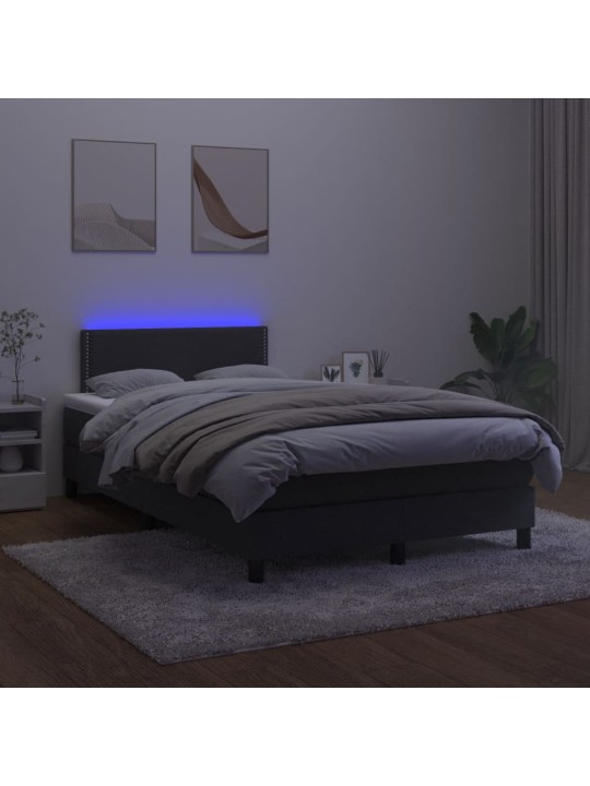 Box spring postel s matrací a LED černá 120 x 190 cm samet