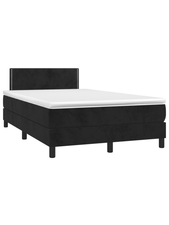 Box spring postel s matrací a LED černá 120 x 190 cm samet