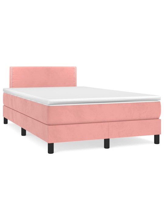Box spring postel s matrací a led růžová 120 x 190 cm samet