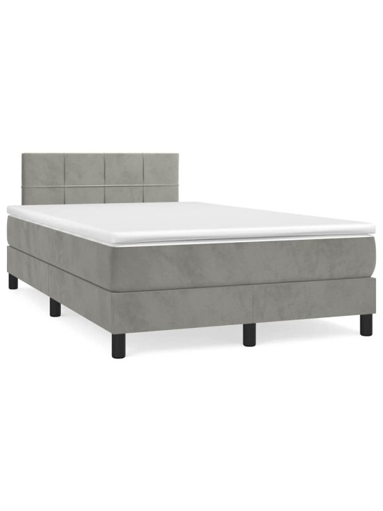 Box spring postel s matrací a led světle šedá 120x190 cm samet