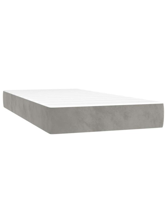Box spring postel s matrací a led světle šedá 120x190 cm samet