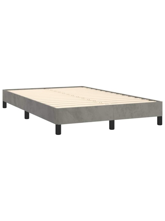 Box spring postel s matrací a led světle šedá 120x190 cm samet