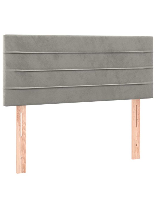 Box spring postel s matrací a led světle šedá 120x190 cm samet