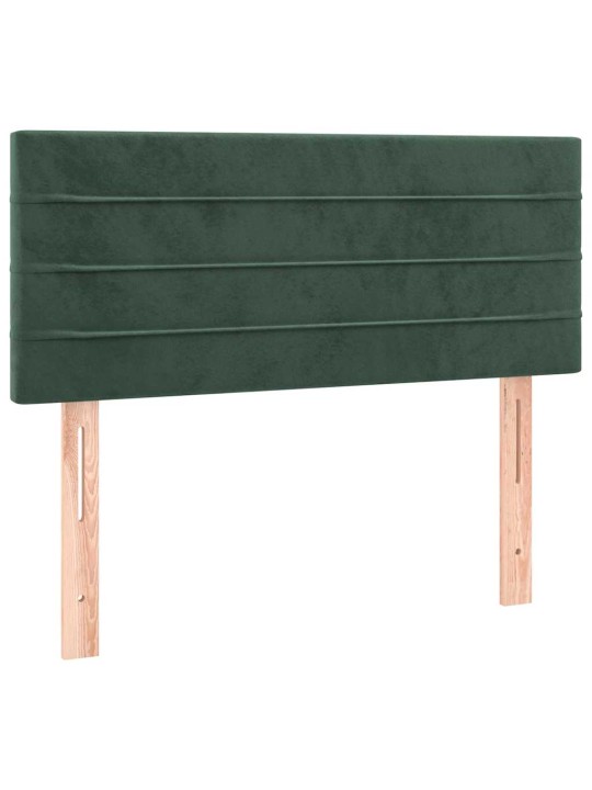 Box spring postel s matrací a led tmavě zelená 120x190 cm samet