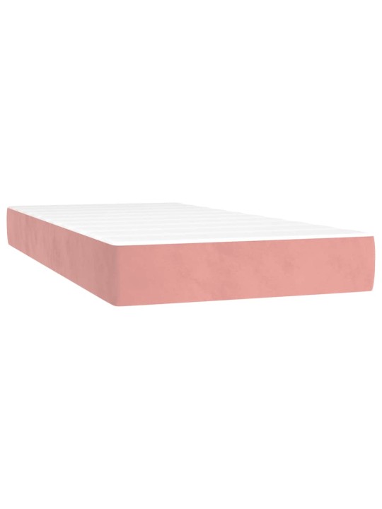 Box spring postel s matrací a led růžová 120 x 190 cm samet
