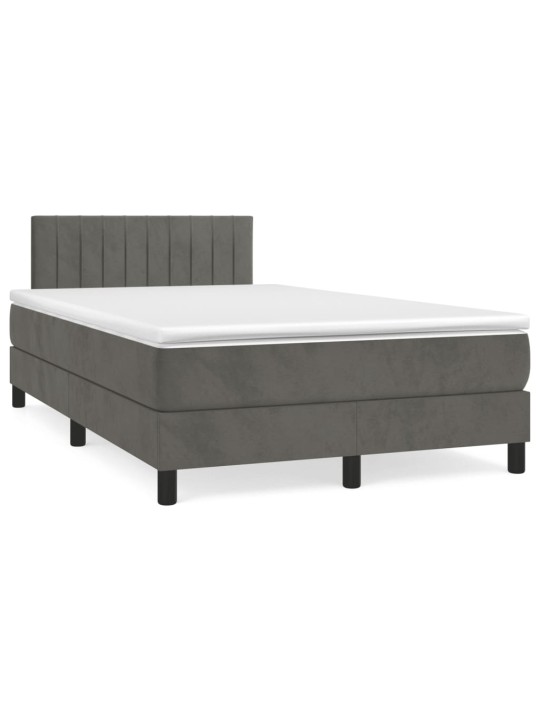 Box spring postel s matrací a LED tmavě šedá 120 x 190 cm samet