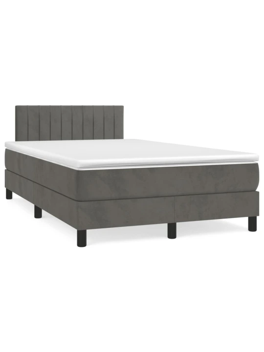 Box spring postel s matrací a LED tmavě šedá 120 x 190 cm samet