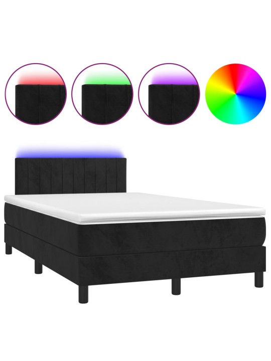 Box spring postel s matrací a LED černá 120 x 190 cm samet