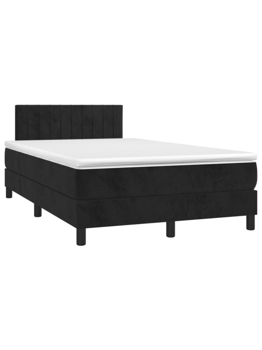 Box spring postel s matrací a LED černá 120 x 190 cm samet