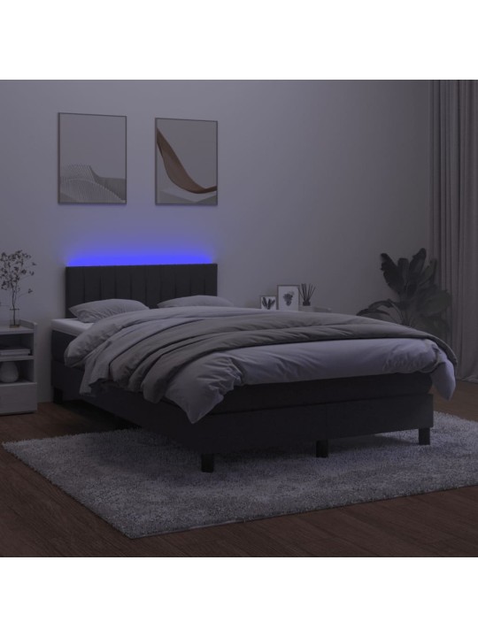 Box spring postel s matrací a LED černá 120 x 190 cm samet