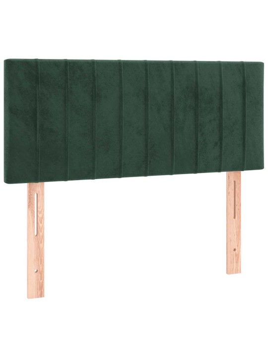 Box spring postel s matrací a led tmavě zelená 120x190 cm samet