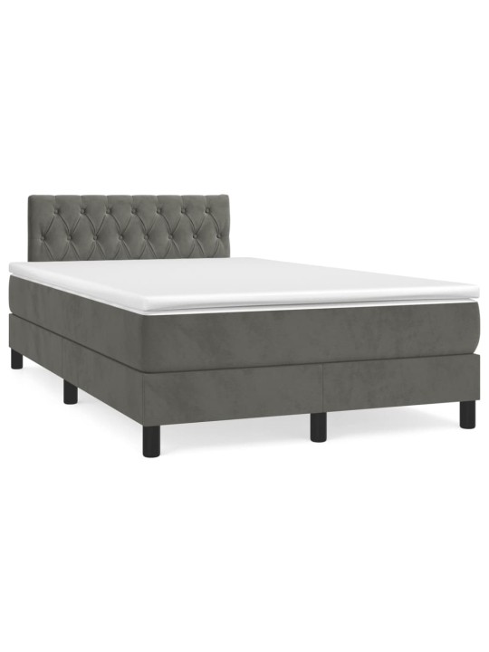 Box spring postel s matrací a LED tmavě šedá 120 x 190 cm samet