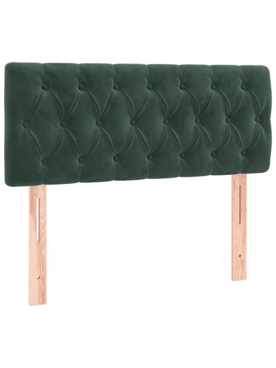 Box spring postel s matrací a led tmavě zelená 120x190 cm samet