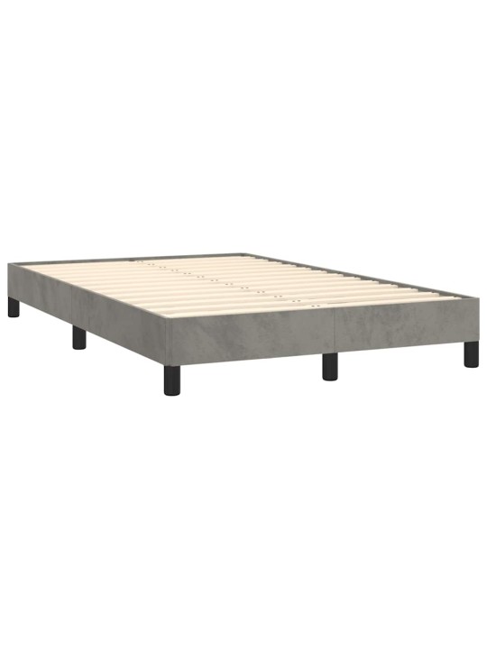 Box spring postel s matrací a led světle šedá 120x190 cm samet