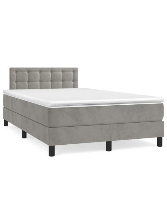 Box spring postel s matrací a led světle šedá 120x190 cm samet