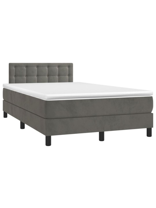 Box spring postel s matrací a LED tmavě šedá 120 x 190 cm samet