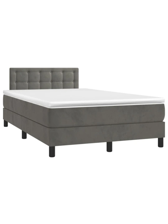 Box spring postel s matrací a LED tmavě šedá 120 x 190 cm samet
