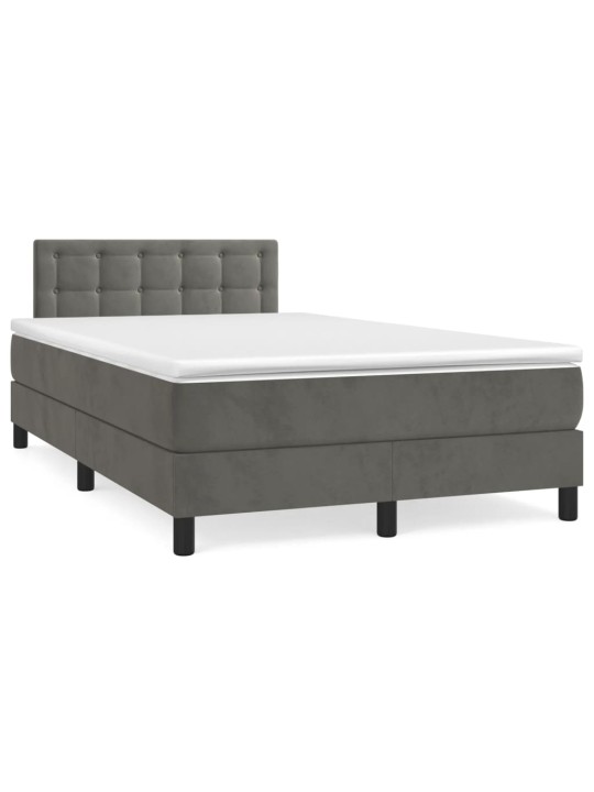 Box spring postel s matrací a LED tmavě šedá 120 x 190 cm samet