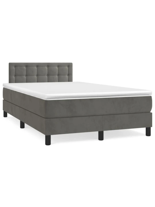 Box spring postel s matrací a LED tmavě šedá 120 x 190 cm samet