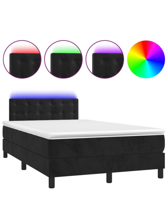 Box spring postel s matrací a LED černá 120 x 190 cm samet