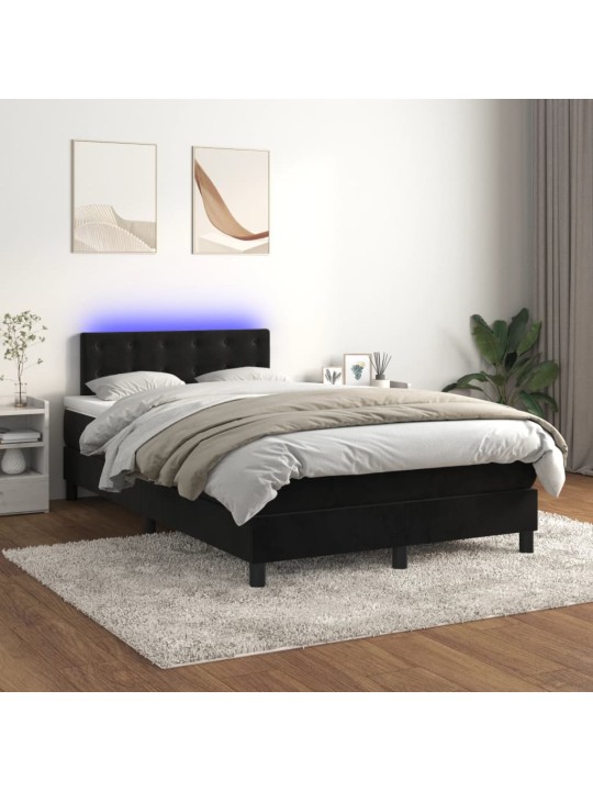Box spring postel s matrací a LED černá 120 x 190 cm samet