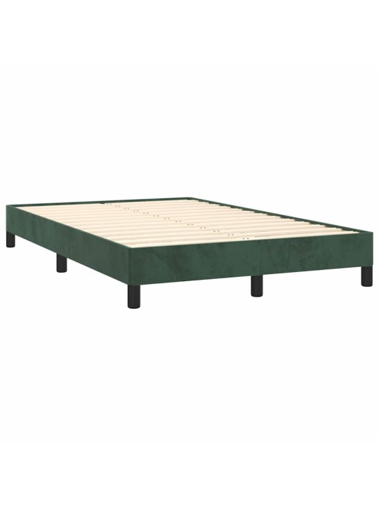 Box spring postel s matrací a led tmavě zelená 120x190 cm samet