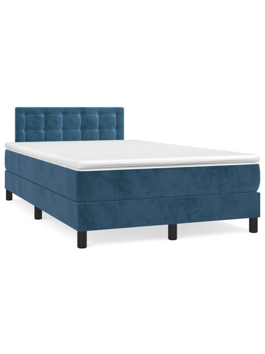 Box spring postel s matrací a led tmavě modrá 120x190 cm samet