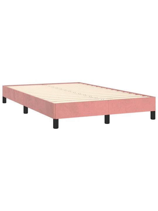 Box spring postel s matrací a led růžová 120 x 190 cm samet