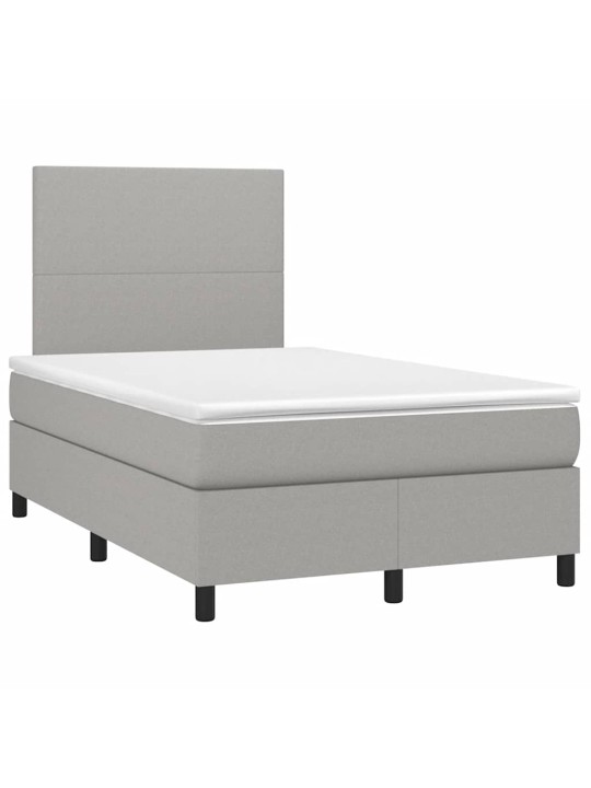 Box spring postel s matrací a LED světle šedá 120x190 cm textil
