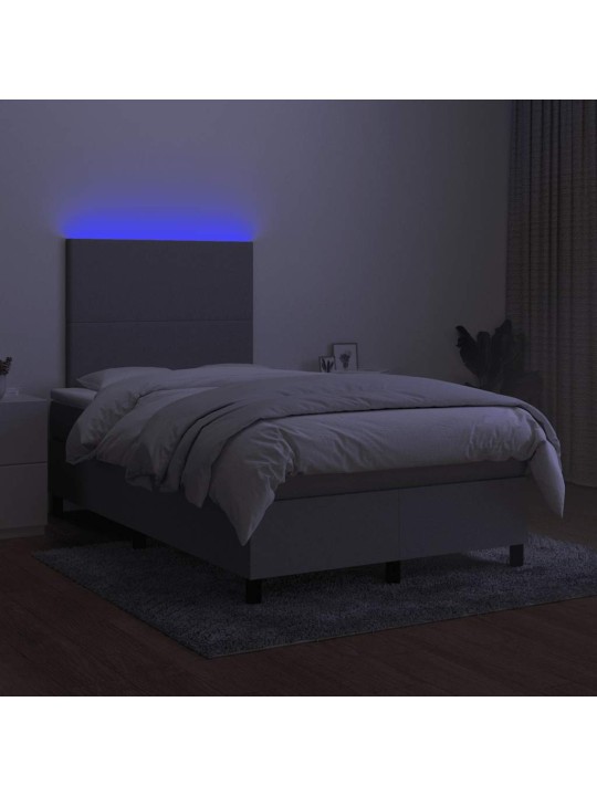 Box spring postel s matrací a LED světle šedá 120x190 cm textil
