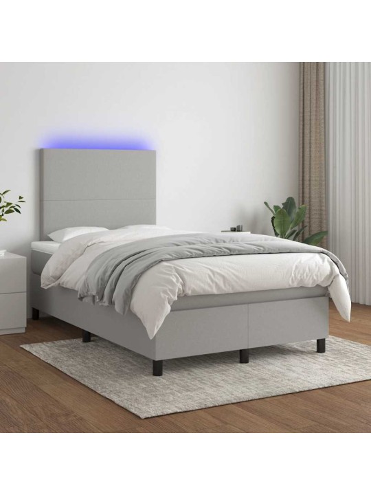 Box spring postel s matrací a LED světle šedá 120x190 cm textil