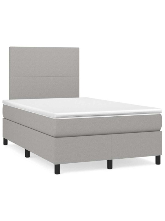 Box spring postel s matrací a LED světle šedá 120x190 cm textil