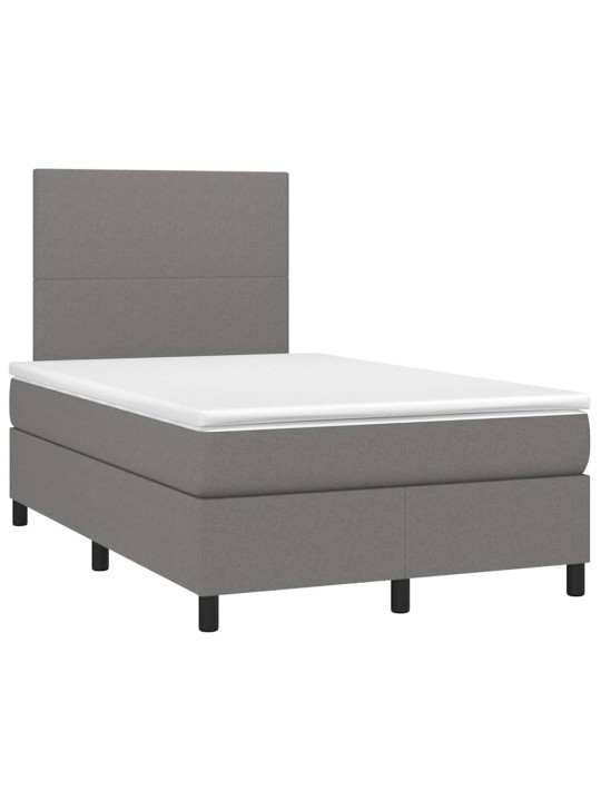 Box spring postel s matrací a LED tmavě šedá 120x190 cm textil