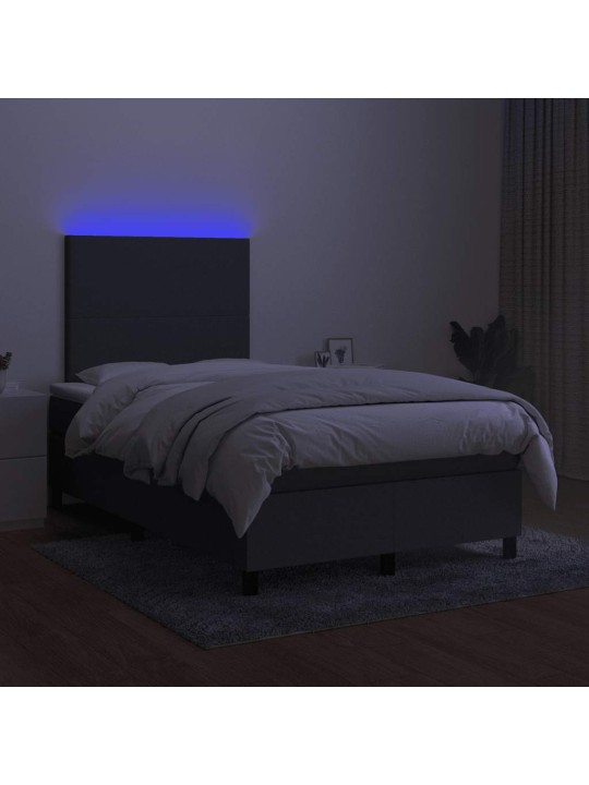 Box spring postel s matrací a LED tmavě šedá 120x190 cm textil