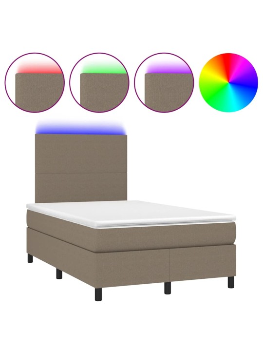 Box spring postel s matrací a led taupe 120x190 cm textil