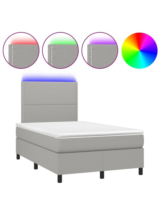 Box spring postel s matrací a LED světle šedá 120x190 cm textil