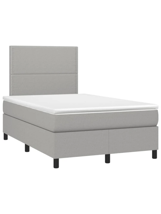 Box spring postel s matrací a LED světle šedá 120x190 cm textil