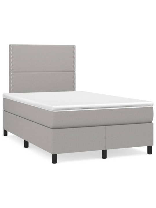 Box spring postel s matrací a LED světle šedá 120x190 cm textil