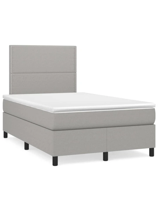 Box spring postel s matrací a LED světle šedá 120x190 cm textil