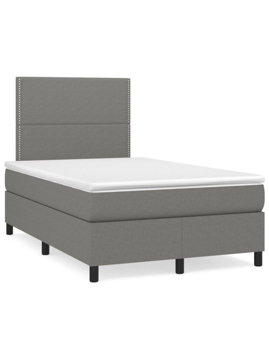Box spring postel s matrací a LED tmavě šedá 120x190 cm textil