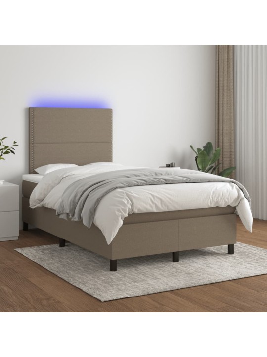 Box spring postel s matrací a led taupe 120x190 cm textil