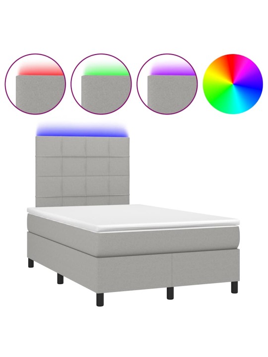 Box spring postel s matrací a LED světle šedá 120x190 cm textil
