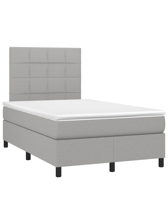 Box spring postel s matrací a LED světle šedá 120x190 cm textil