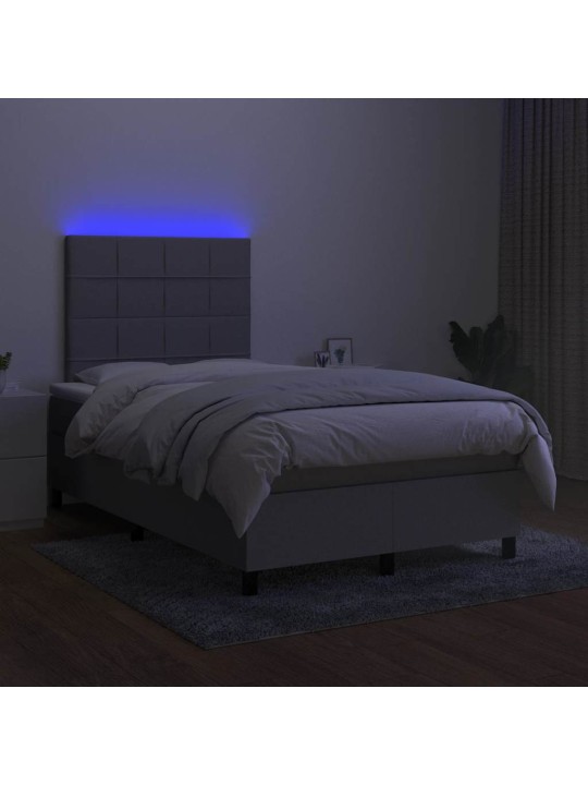 Box spring postel s matrací a LED světle šedá 120x190 cm textil
