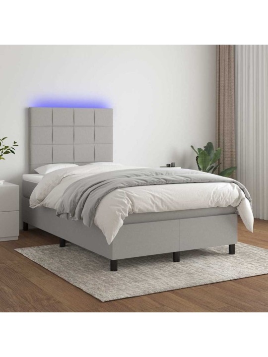 Box spring postel s matrací a LED světle šedá 120x190 cm textil