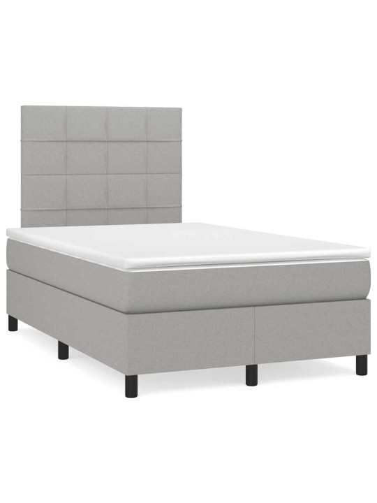 Box spring postel s matrací a LED světle šedá 120x190 cm textil
