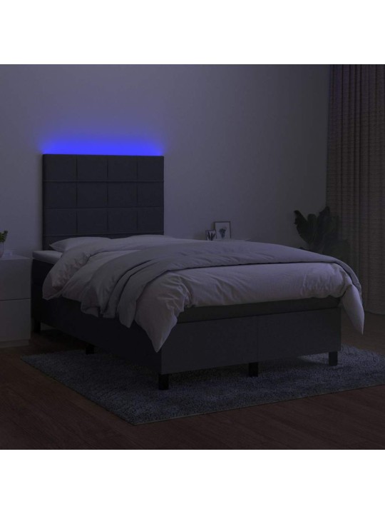 Box spring postel s matrací a LED tmavě šedá 120x190 cm textil