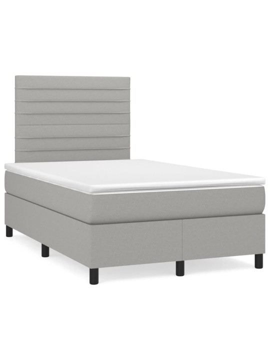 Box spring postel s matrací a LED světle šedá 120x190 cm textil